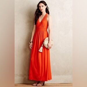 Anthropologie Maeve Jewel Blue Twist Strap Stretchy Resort Maxi Pocket Dress 10